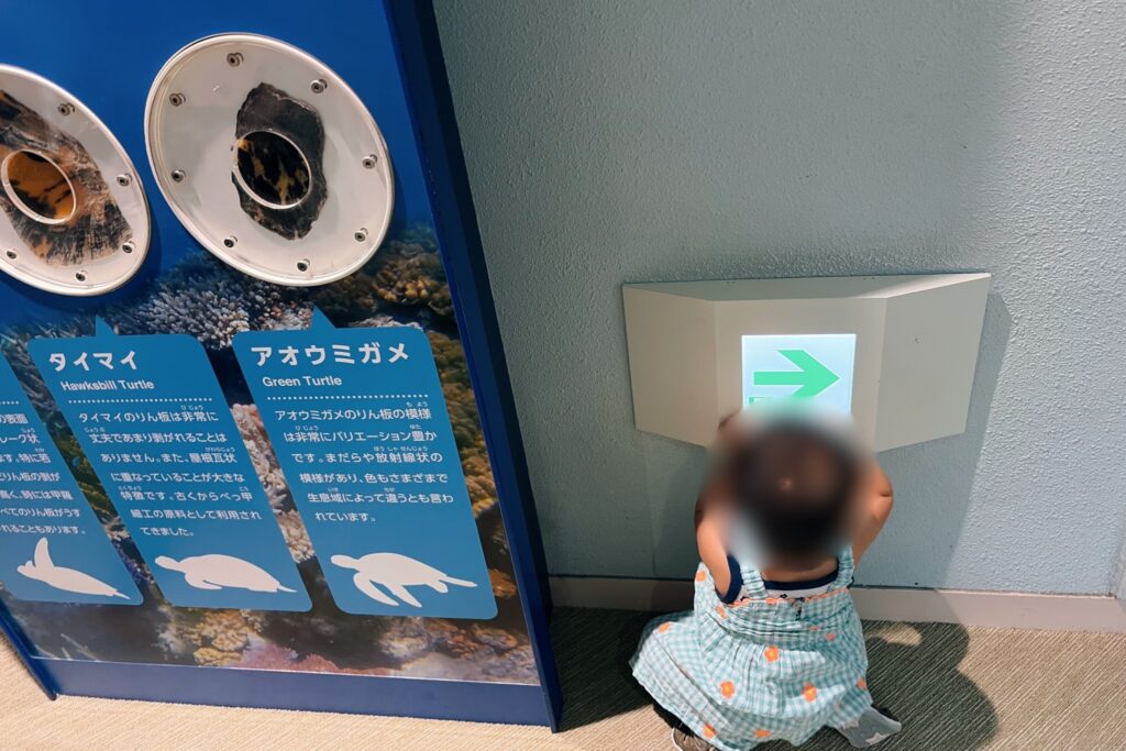 名古屋港水族館 非常口の看板(1歳・3歳連れ)
